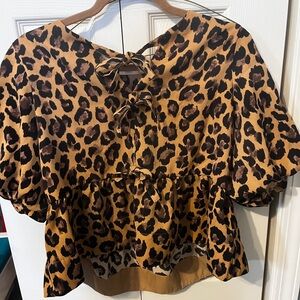 Entro Animal Print Puff Sleeve Blouse